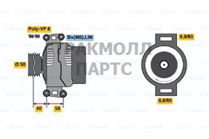 ГЕНЕРАТОР 14V  90A BOSCH - 0124325170