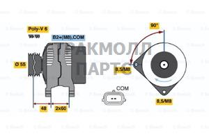 ГЕНЕРАТОР 14V 120A BOSCH - 0124425034