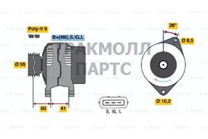 ГЕНЕРАТОР 14V  45/80А BOSCH - 0123325002