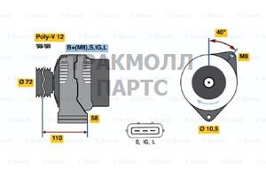 ГЕНЕРАТОР 28V  90А BOSCH - 0123525502