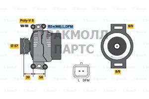 ГЕНЕРАТОР 14 V 120A BOSCH - 0124425023