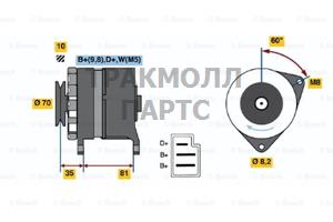 Генераторы 14V 55A FORD ESCORT 8086ESCORT 8690 - 0986033850