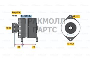 Генераторы 14V 55A FORD ESCORT 8086ESCORT 8690 - 0986037140