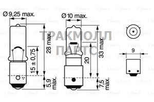 Лампа габаритная маленькая галогеновая 24V 21W косая - 1987302530