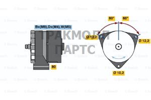 Генератор DAF/IVECO/MAN/MAZ/MB/RVI 28V/80A 0986037770090 547012 19025100 0986037770 - 6033GB3006