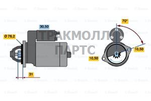 СТАРТЕР 12V  11 KW BOSCH - 0001107009