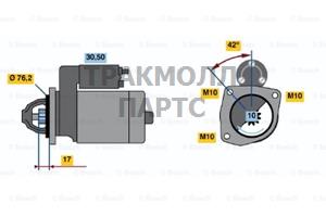 СТАРТЕР 12V  14 KW BOSCH - 0001107027