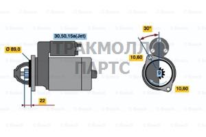 СТАРТЕР 12V  14 KW BOSCH - 0001108091