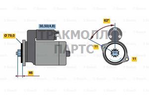 Стартер VAG 2.0 TSI/TFSI 10- 1.1кВт - 0001121436