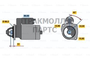 СТАРТЕР 12V  30 KW BOSCH - 0001367032