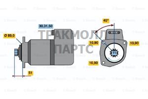 Стартер DAF/MAN/MB/RVI/Volvo 24V 5.4 kW 51.26201.7034 DT - 0001416008