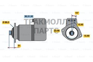 Стартер DAF/MAN/MB/RVI/Volvo 24V 5.4 kW 51.26201.7034 DT - 0001416025