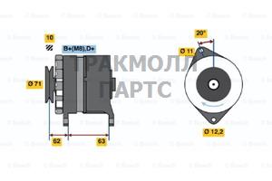 ГЕНЕРАТОР 14V  85A BOSCH - 0120469666