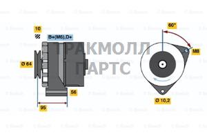 ГЕНЕРАТОР 14V  50A BOSCH - 0120489476