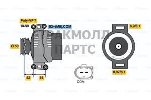 ГЕНЕРАТОР 14V 180A BOSCH - 0121715011