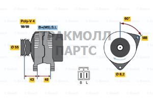 Реле-регулятор генератора MITSUBISHI 14.7V A866X05470IM216YR-570131524 MAZDA 626 - 0986037731