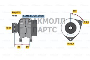 Генератор LANDROVER 100A ATS - 0986044761