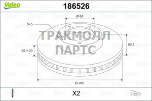 Диск тормозной VOLVO 850 91-96/940 90-98/S70/V70 96-00 - 186526