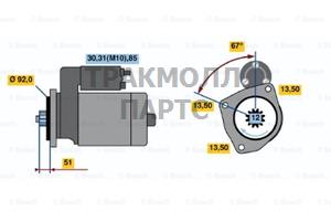 СТАРТЕР 24V  60 KW BOSCH - 0001330007