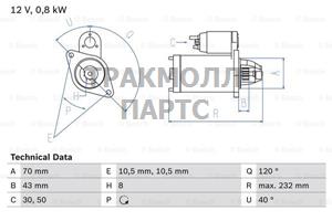 СТАРТЕР  12V 1.2KW - 0986017541