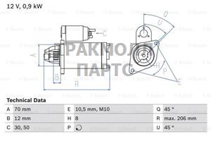 СТАРТЕР  12V 0.9KW - 0986018621