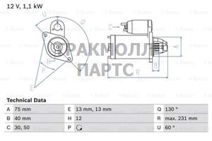 СТАРТЕР  12V 1.1KW - 0986019920