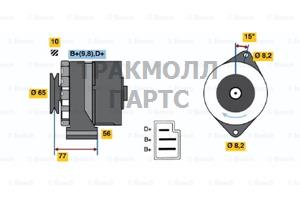 ГЕНЕРАТОР  14V 65A - 0986030620