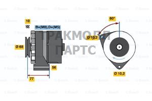 ГЕНЕРАТОР 14V 80A - 0986033140