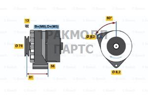 ГЕНЕРАТОР  14V 80A - 0986034080