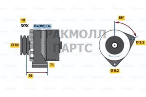 ГЕНЕРАТОР  14V 80A - 0986034700