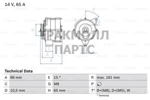 ГЕНЕРАТОР  14V 65A - 0986038080