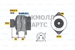 ГЕНЕРАТОР  14V 45A - 0986038471