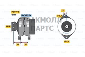 ГЕНЕРАТОР  14V 120A - 0986039170