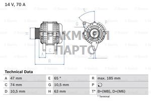 ГЕНЕРАТОР  14V 70A - 0986039220