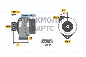 ГЕНЕРАТОР  14V 140A - 0986039650