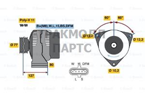 ГЕНЕРАТОР  28V 100A - 0986042410