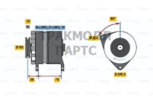 ГЕНЕРАТОР  14V 80A - 0986044751