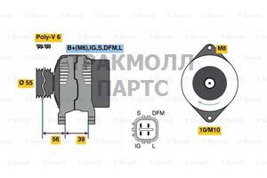 ГЕНЕРАТОР  14V 80A - 0986080450