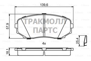 КОМПЛЕКТ ТОРМОЗНЫХ КОЛОДОК - 0986494879