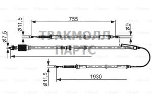 Трос тормозной electr park - 1987482802