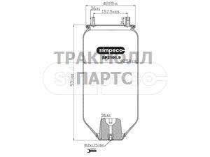 Пневморессора FRUEHAUF без стакана - SP2101.9010