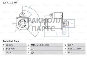 СТАРТЕР  12V 1.1KW - 0986017530