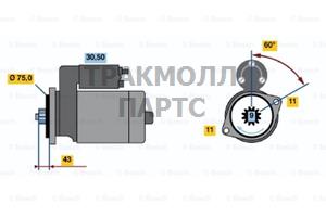 СТАРТЕР  12V 1 2KW BOSCH - 0986020491