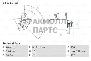 СТАРТЕР  12V 1.7KW - 0986024030