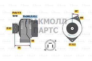 ГЕНЕРАТОР  14V 70A - 0986035501