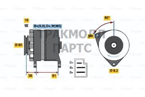 ГЕНЕРАТОР  14V 55A - 0986036110