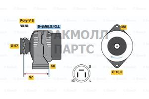 ГЕНЕРАТОР  14V 60A - 0986036301