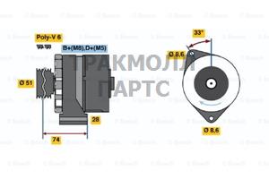 ГЕНЕРАТОР  14V 140A - 0986039620