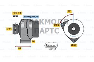 ГЕНЕРАТОР  14V 140A - 0986039730