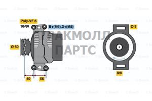 ГЕНЕРАТОР 14V 115A BOSCH - 0986041590